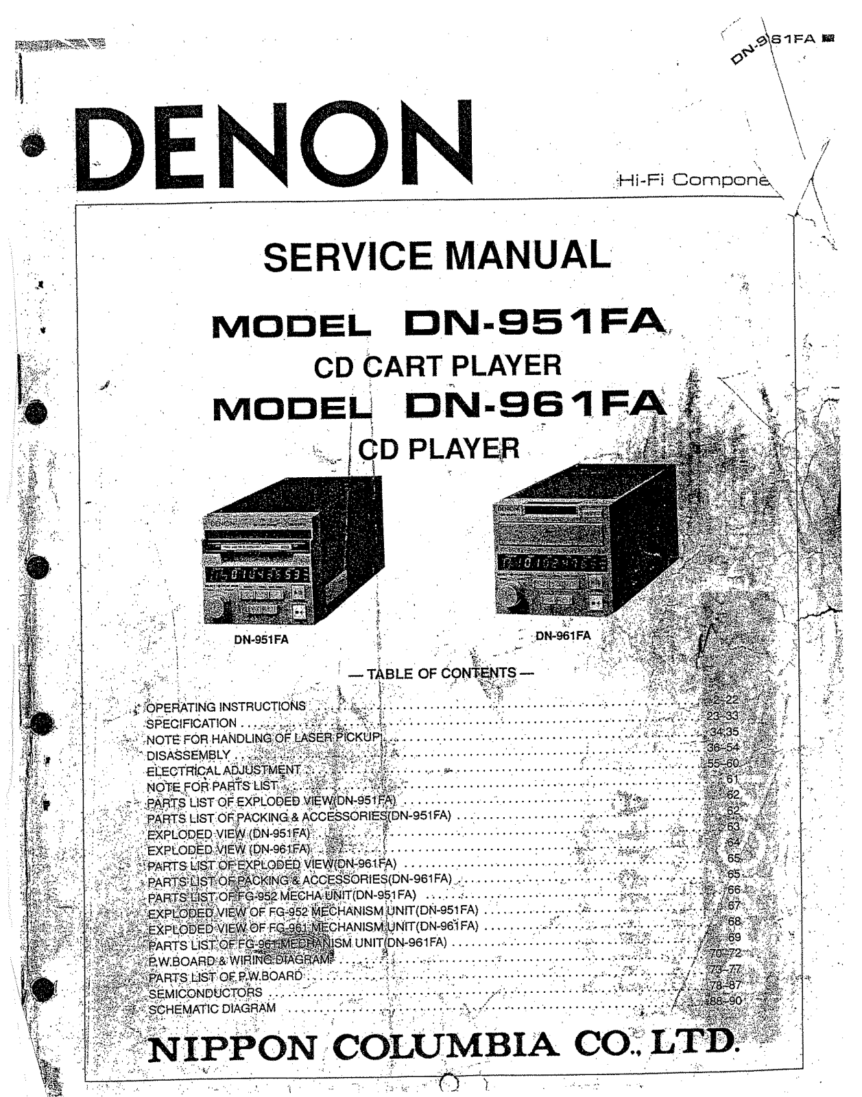 Denon DN-951FA, DN-961FA Service Manual