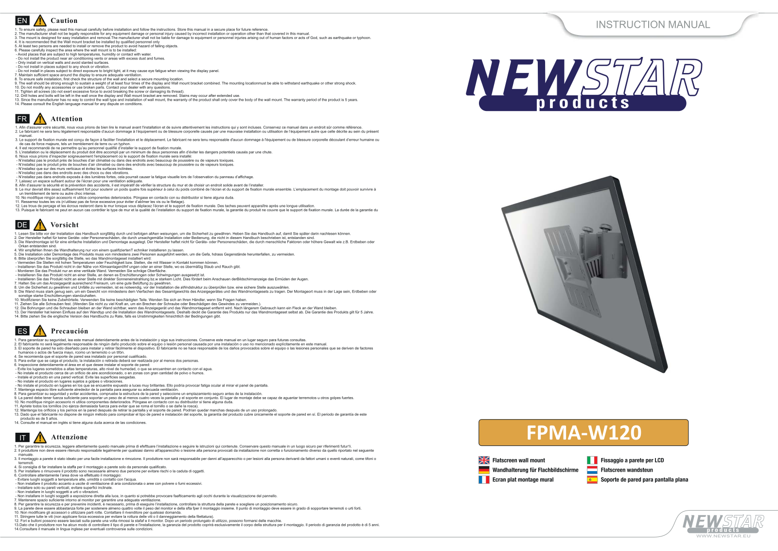 NewStar FPMA-W120 User Manual