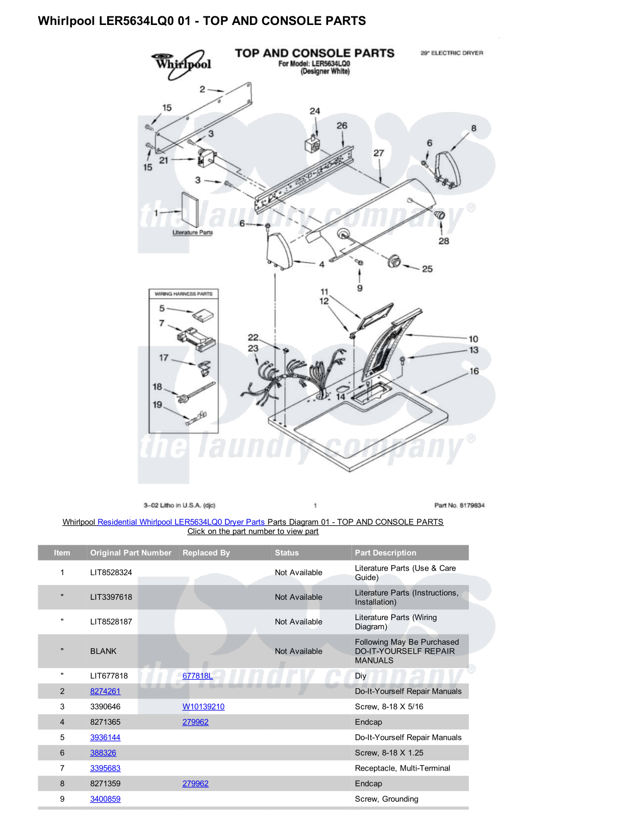 Whirlpool LER5634LQ0 Parts Diagram