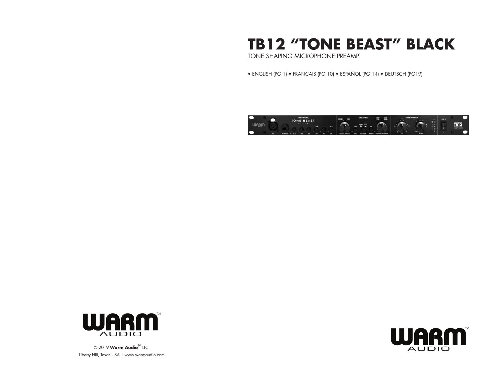 Warm Audio TB12  Black User manual