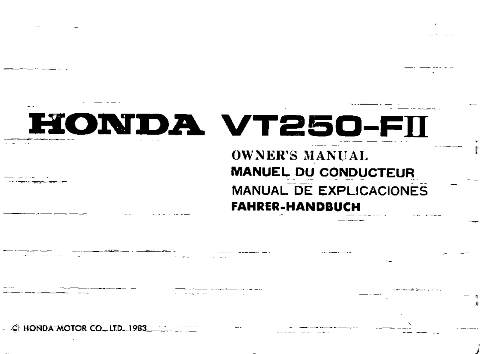 Honda VT250 FII 1983 Owner's Manual