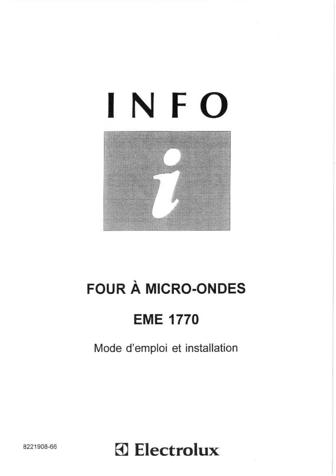 ELECTROLUX eme1770 Operating Manual