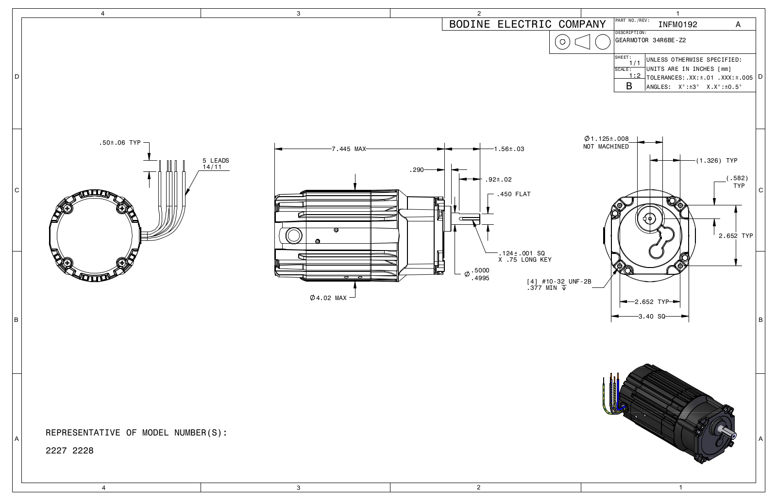 Bodine 2227, 2228 Reference Drawing