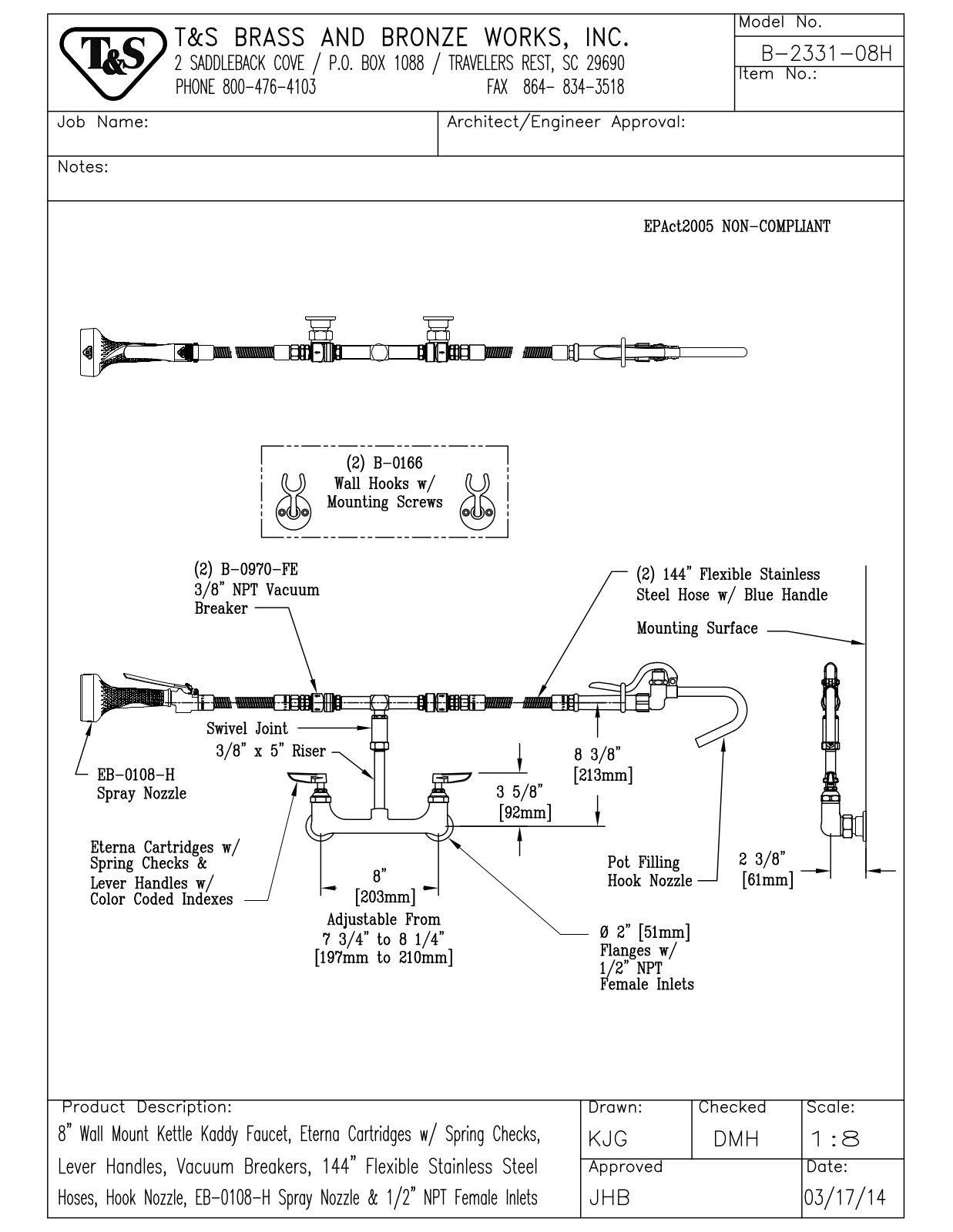 T&S Brass B-2331-08H Parts List