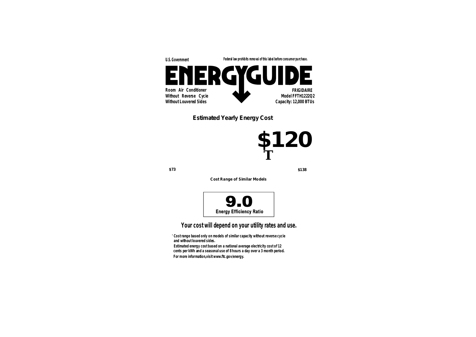 FRIGIDAIRE FFTH1222Q2 User Manual