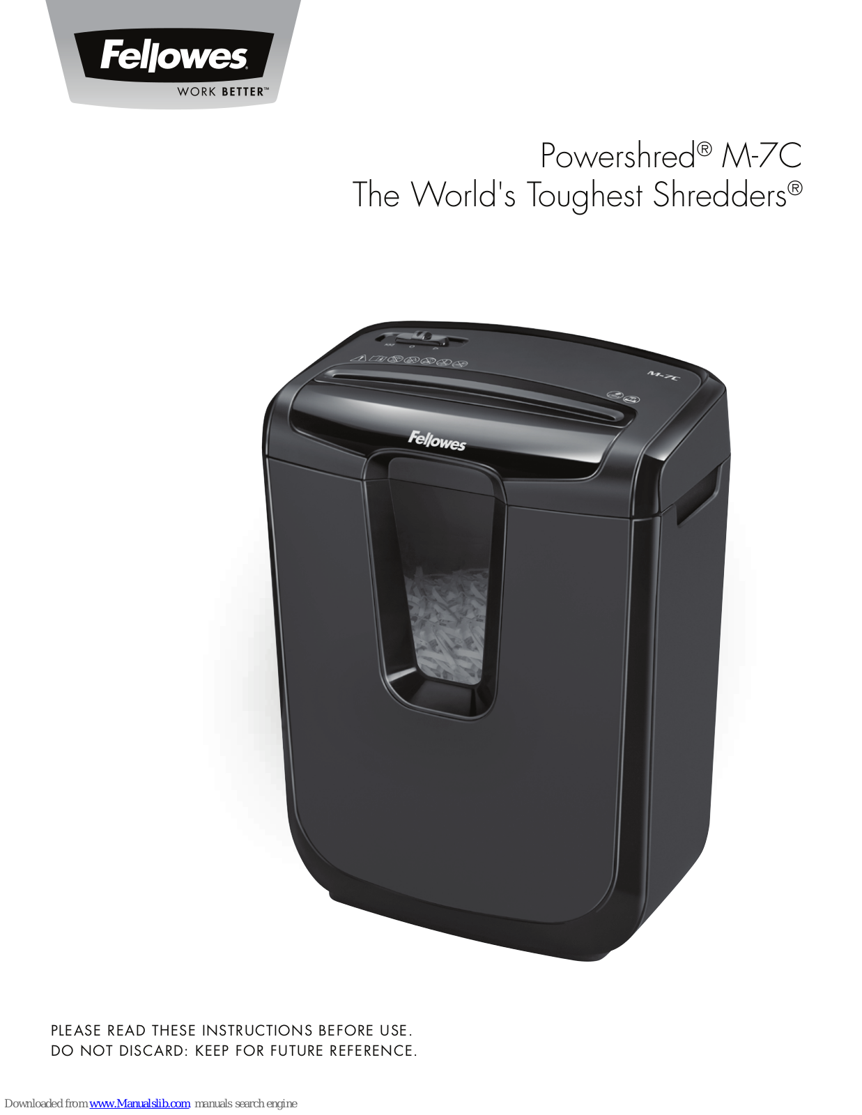 Fellowes Powershred M-7C User Manual - ManualMachine.com