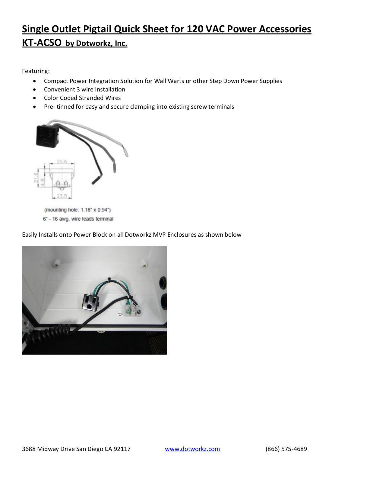 Dotworkz KT-ACSO Specsheet - ManualMachine.com