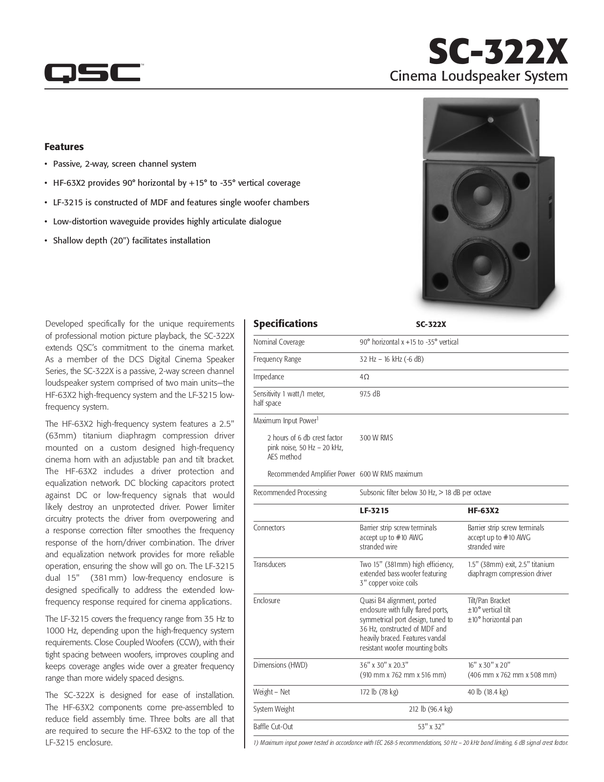 QSC SC-322-X Brochure