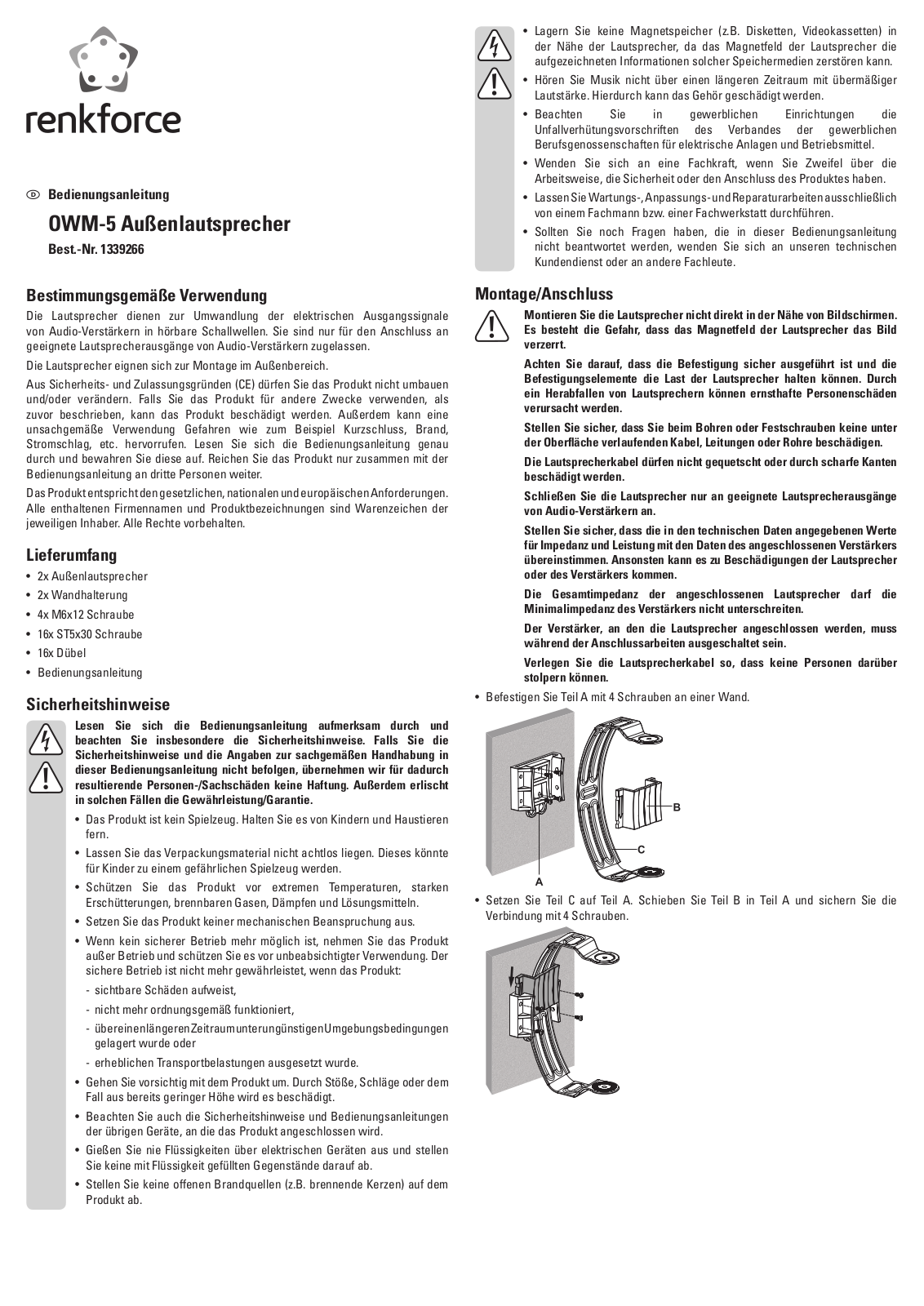 Renkforce OWM-5 Operating Instructions