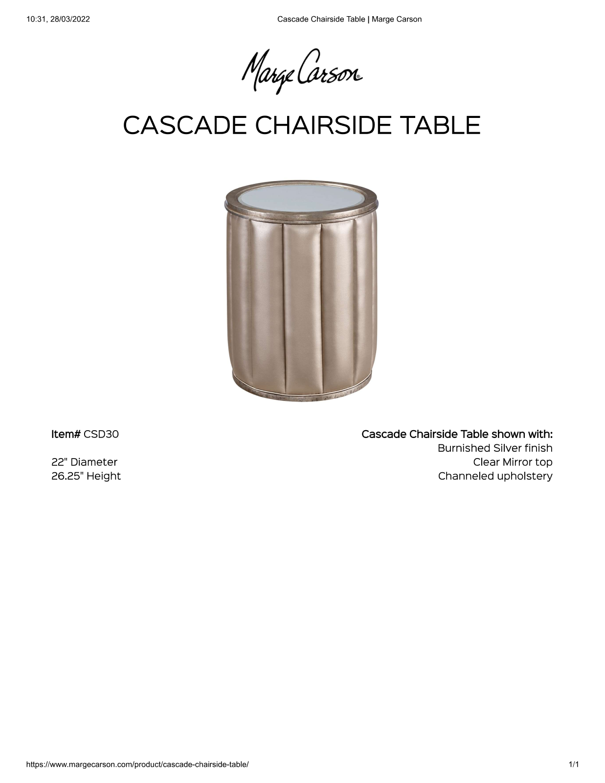 Marge Carson W007076084 Specifications - ManualMachine.com