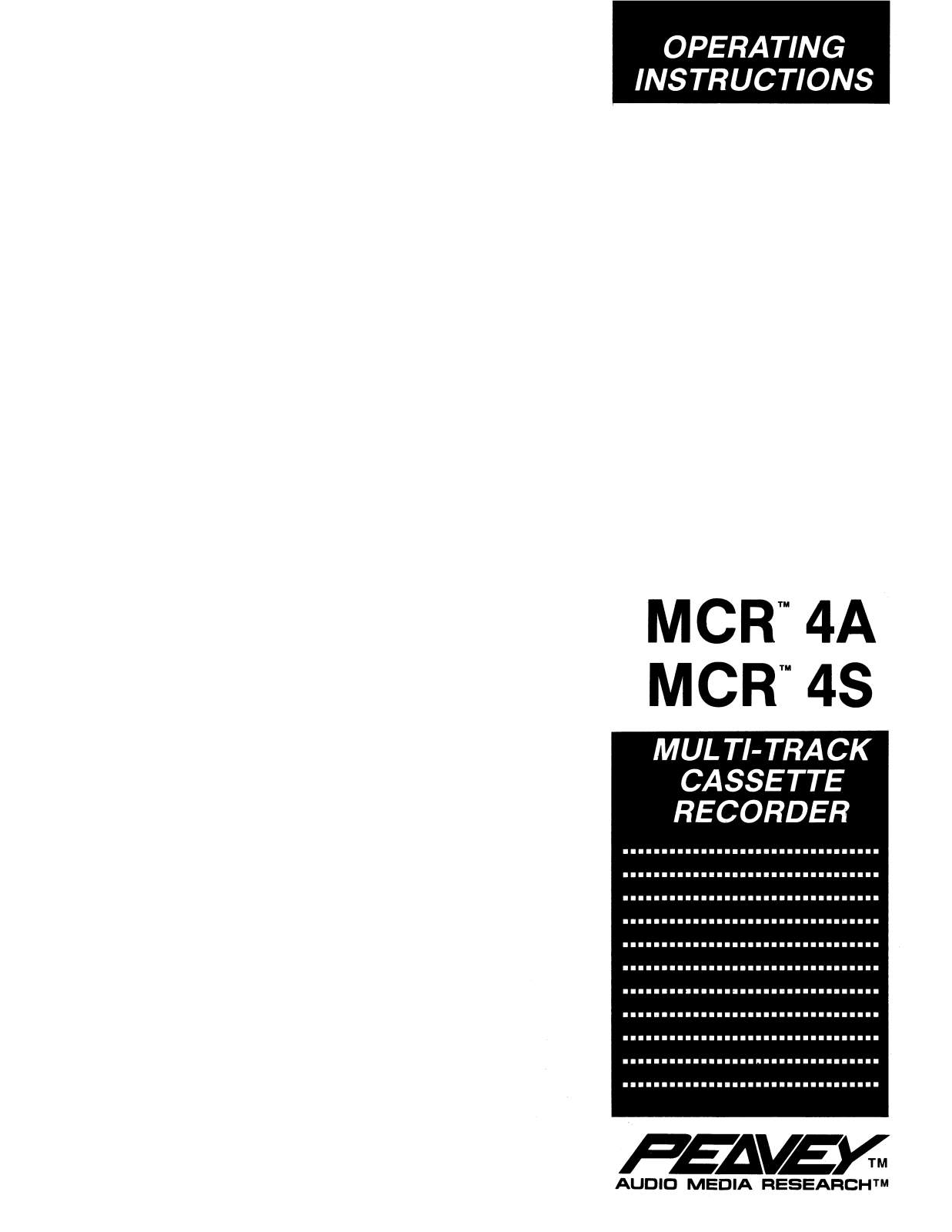 Peavey MCR 4S, MCR 4A User Manual