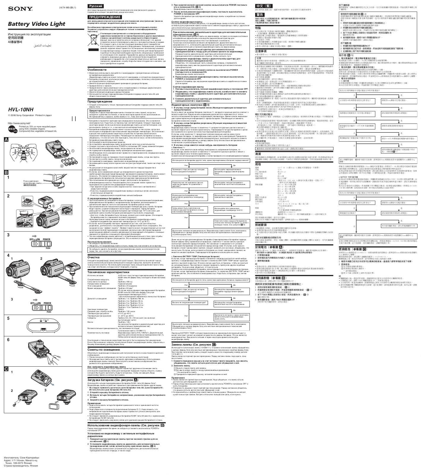 Sony HVL-10NH User Manual