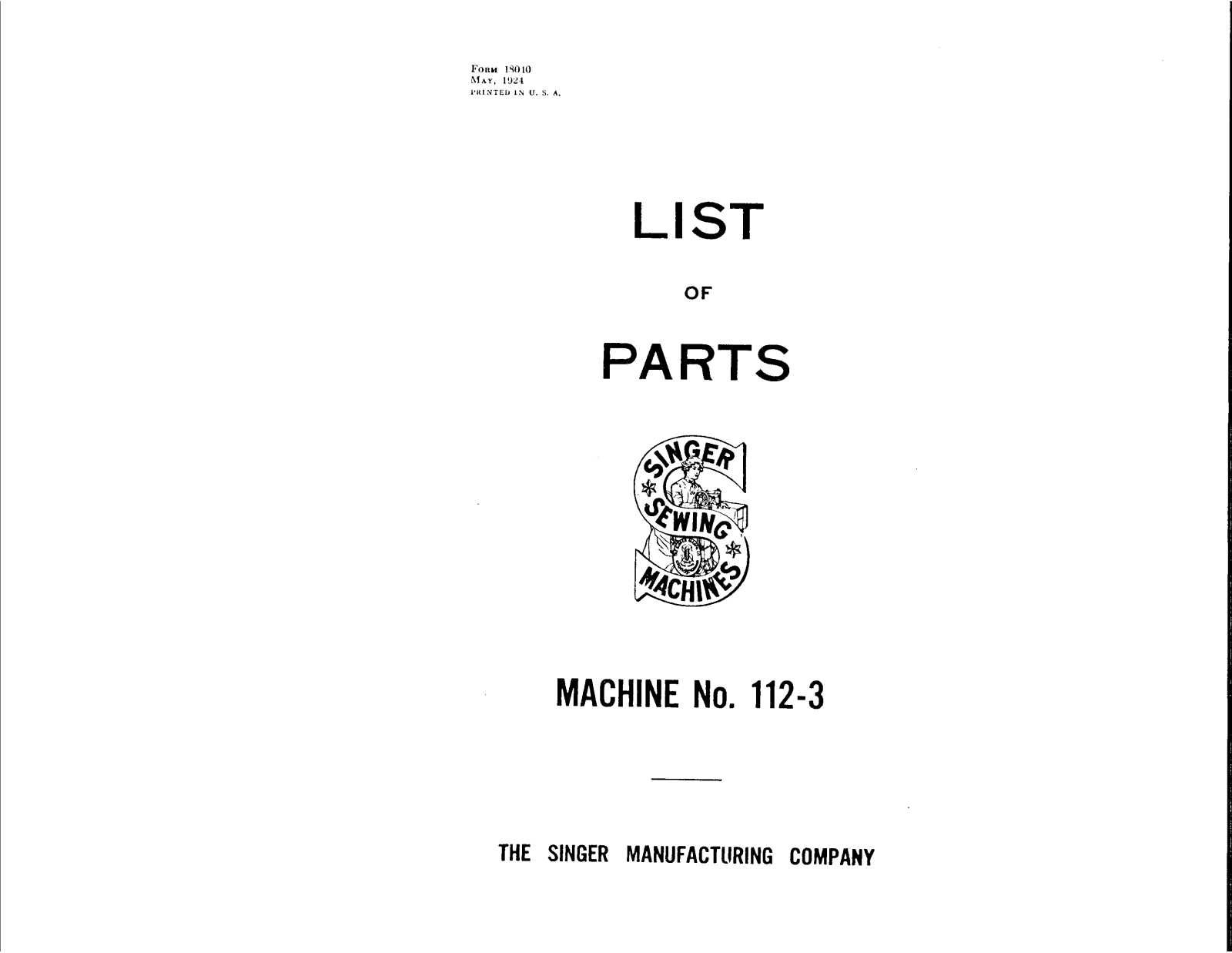 Singer 112-3 User Manual