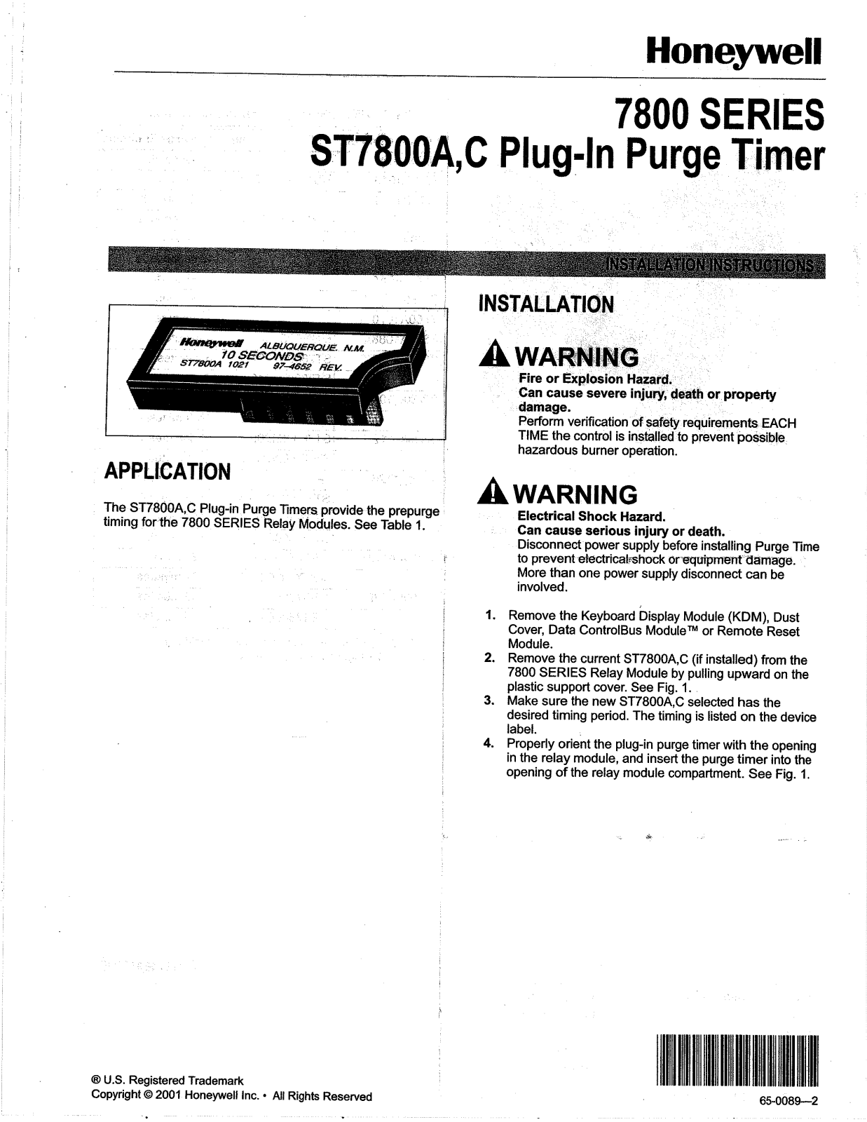 Grieve Corporation ST7800A Installation  Manual