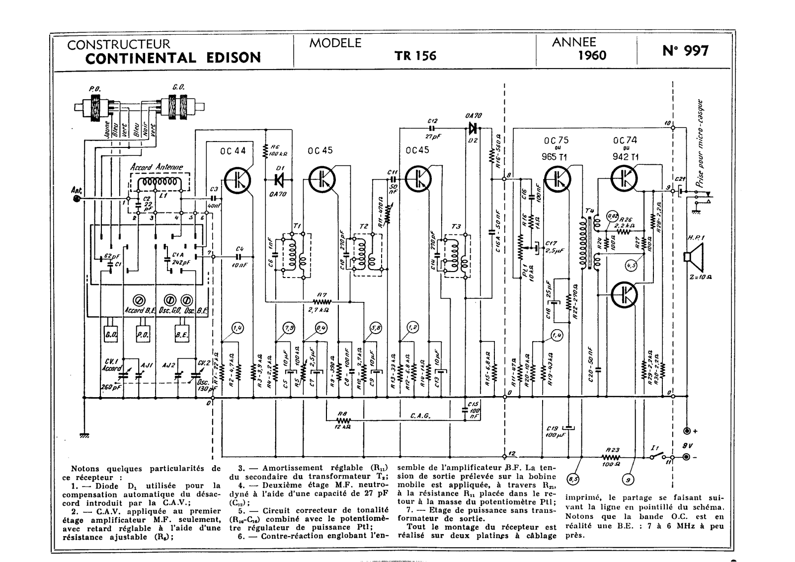 Continental Edison TR-156 Schematic