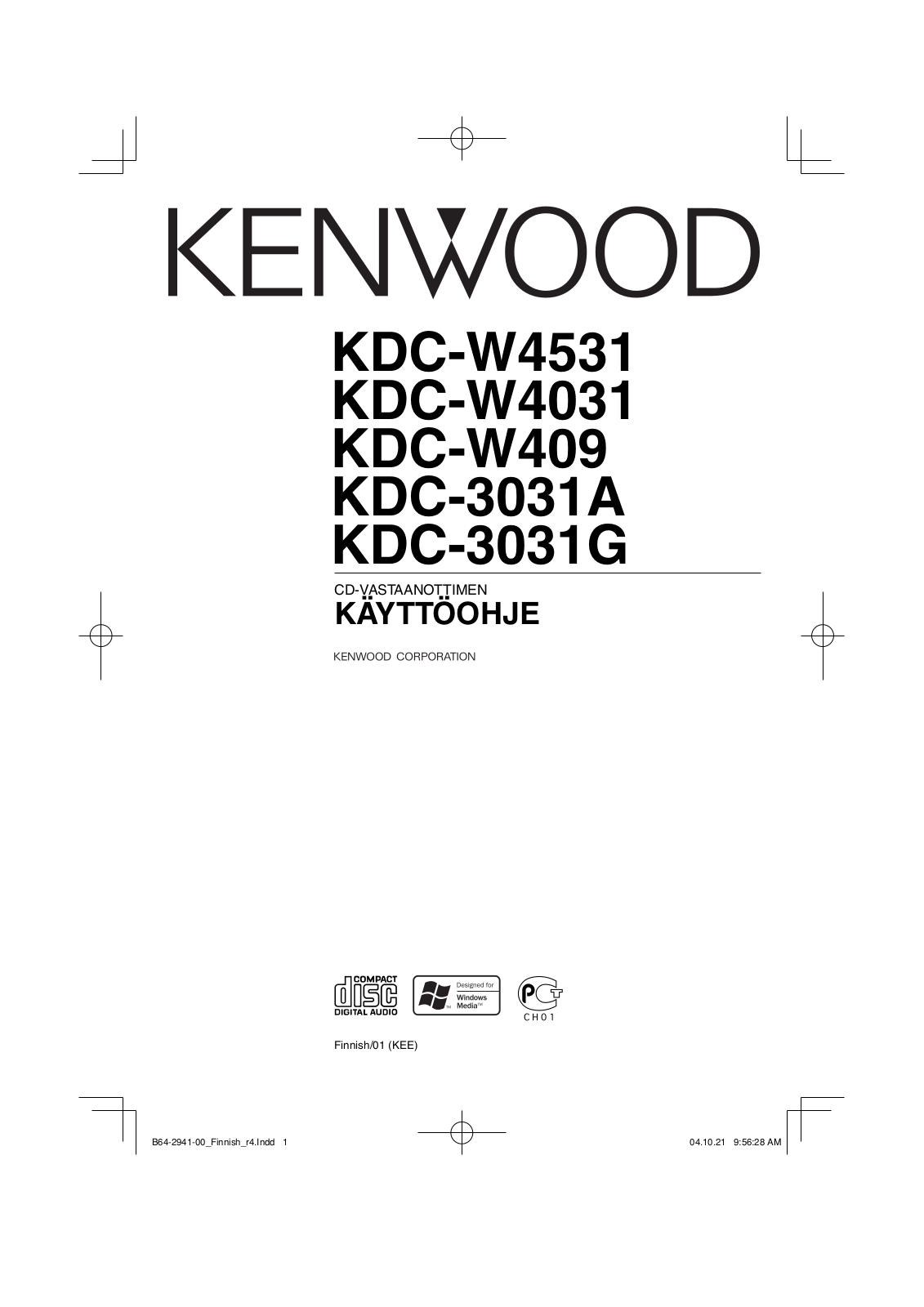 Kenwood KDC-3031A, KDC-W409, KDC-W4031, KDC-3031G, KDC-W4531 User Manual