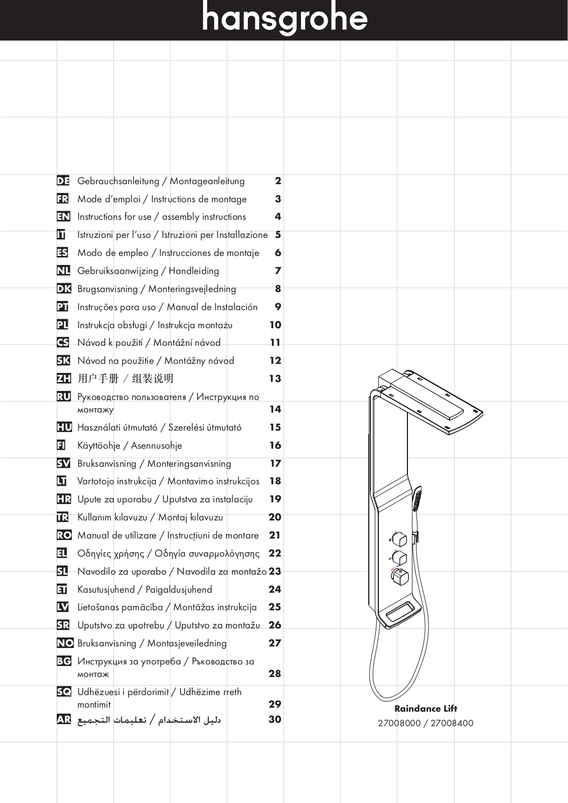 Hansgrohe 27008000, 27008400 Instructions For Use/assembly Instructions