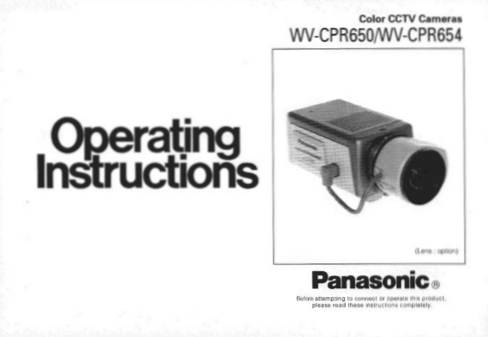Panasonic WV-CPR650, WV-CPR654 User Manual