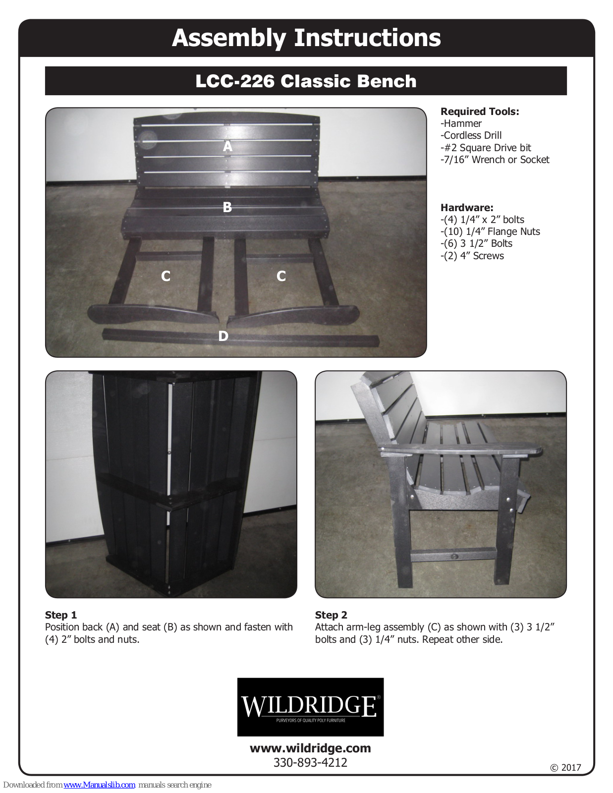 Wildridge LCC-226 Assembly Instructions