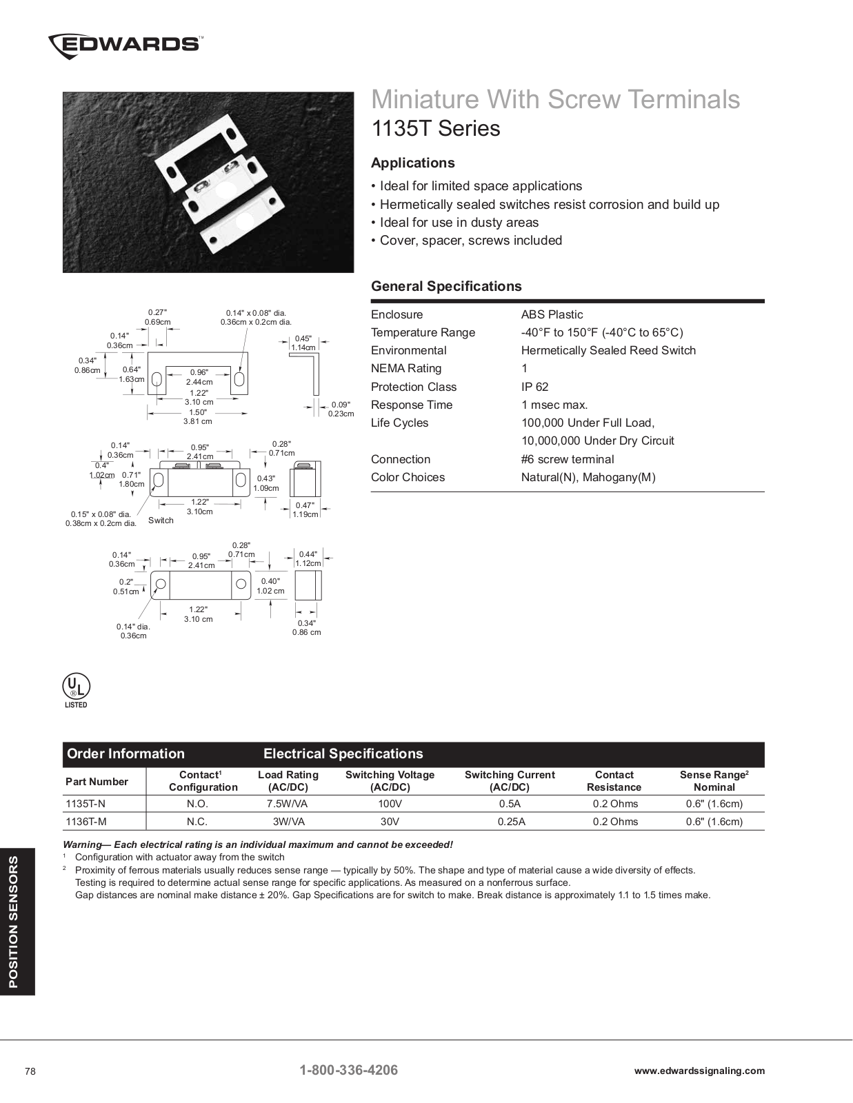 Interlogix 1135T-N Specsheet