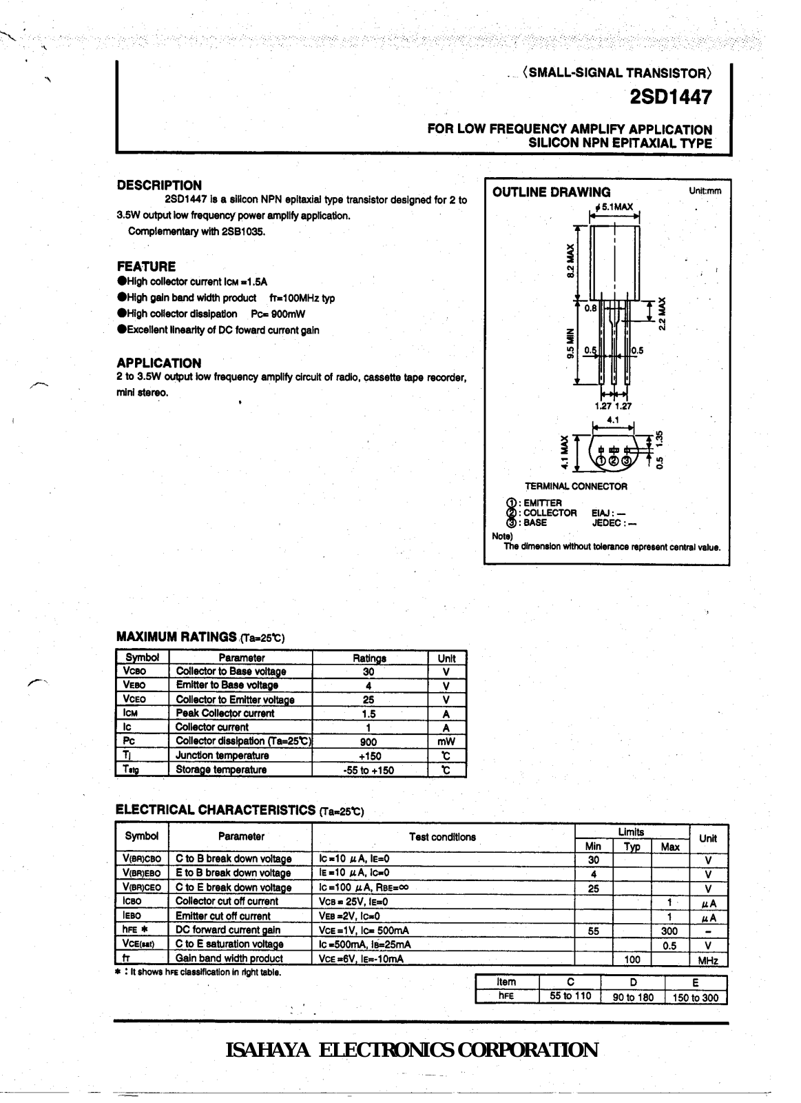 Datasheet 2SD1447 Specification - ManualMachine.com