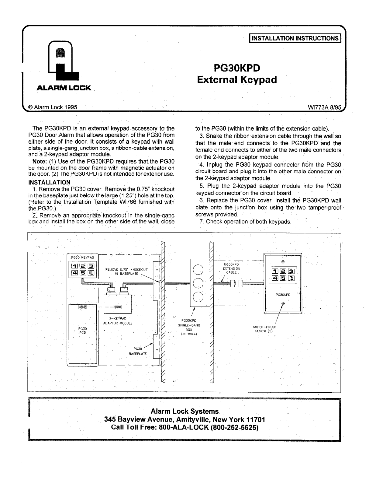 Alarm Lock PG30 Installation Instruction