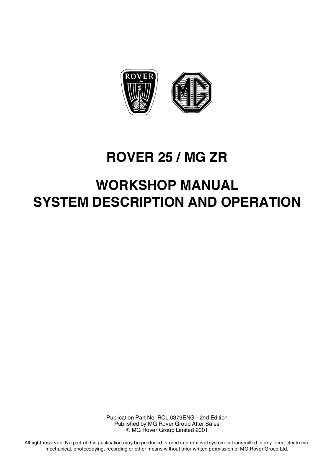 MG ZR 2001 User Manual