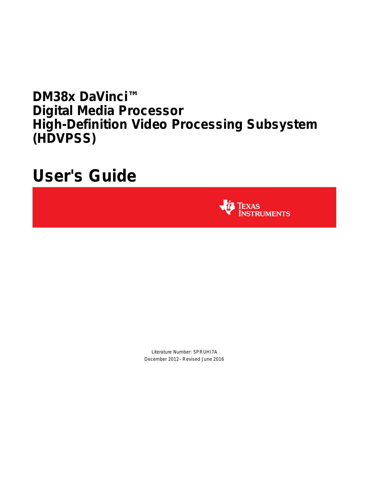 Texas Instruments DM38x DaVinci User Manual