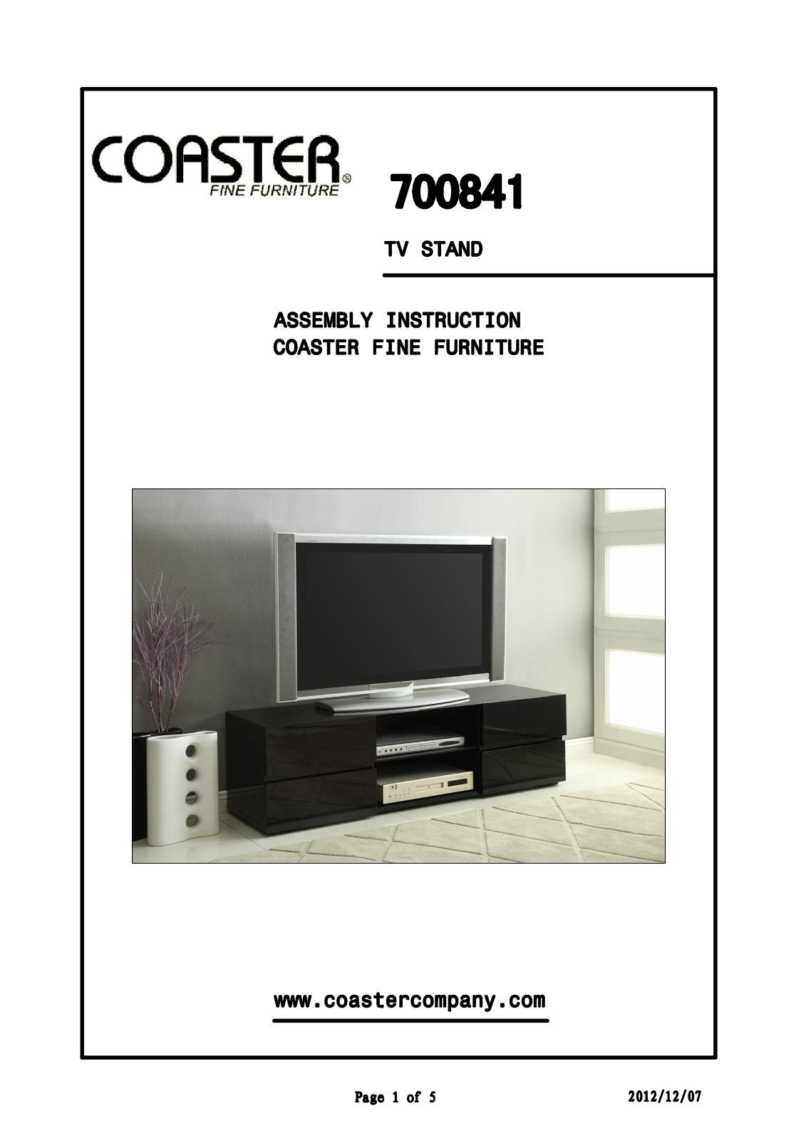 Coaster 700841 Assembly Guide - ManualMachine.com