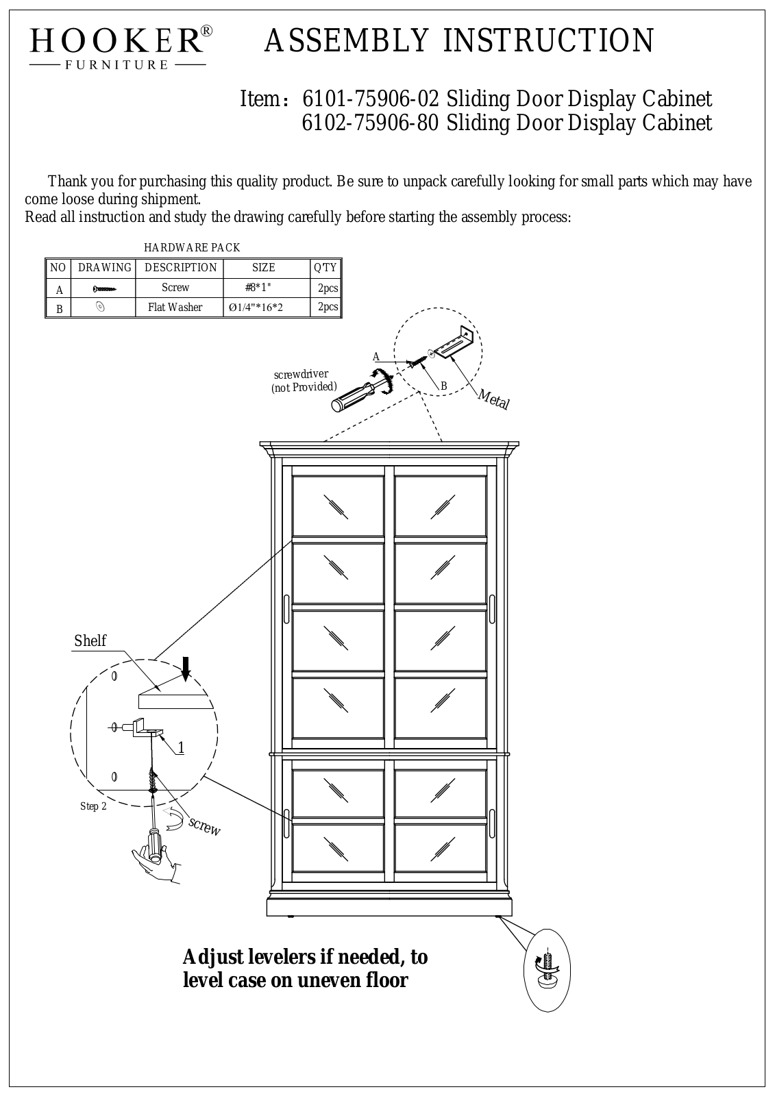 Hooker 6101-75906-02, 6102-75906-80 Assembly Instructions