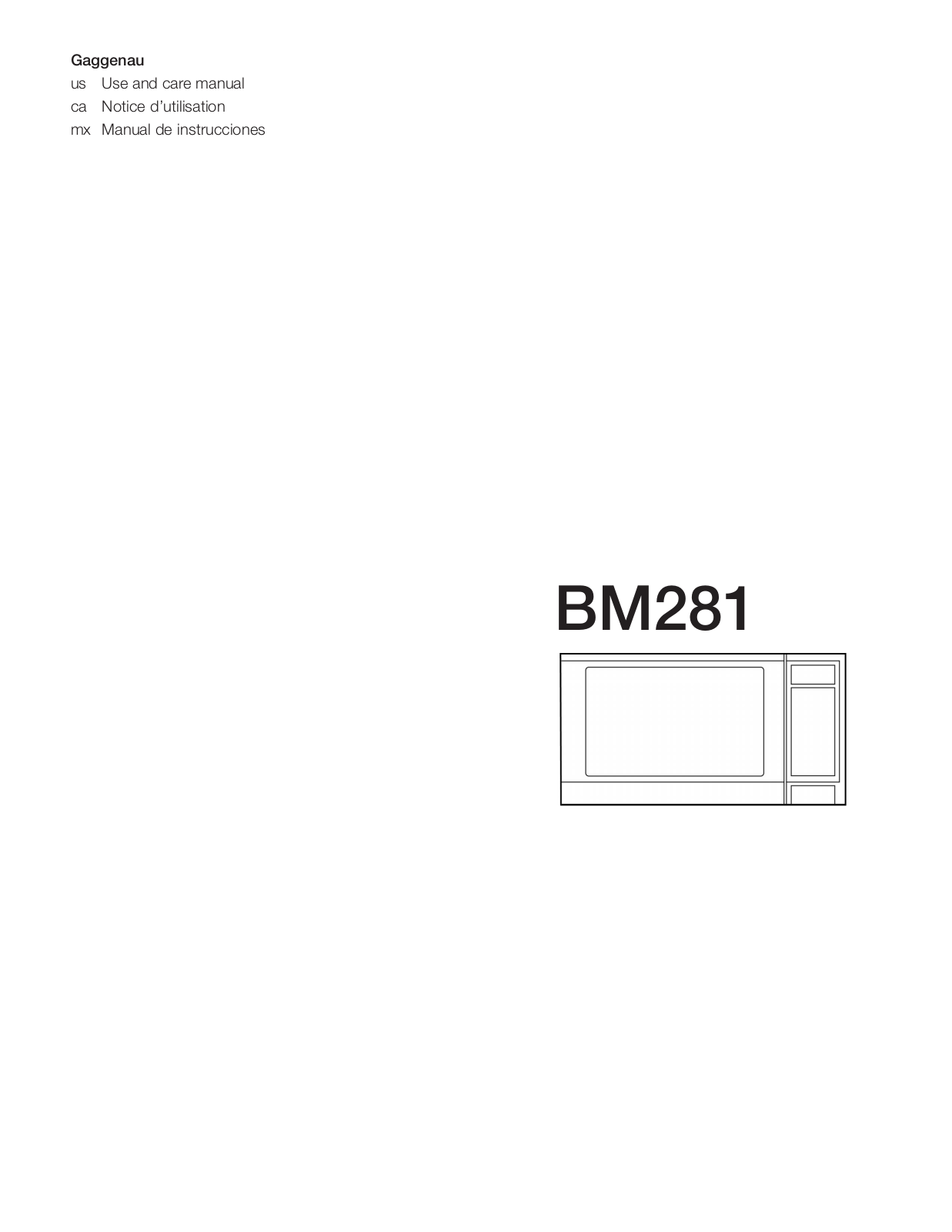 Gaggenau BM281 User Manual