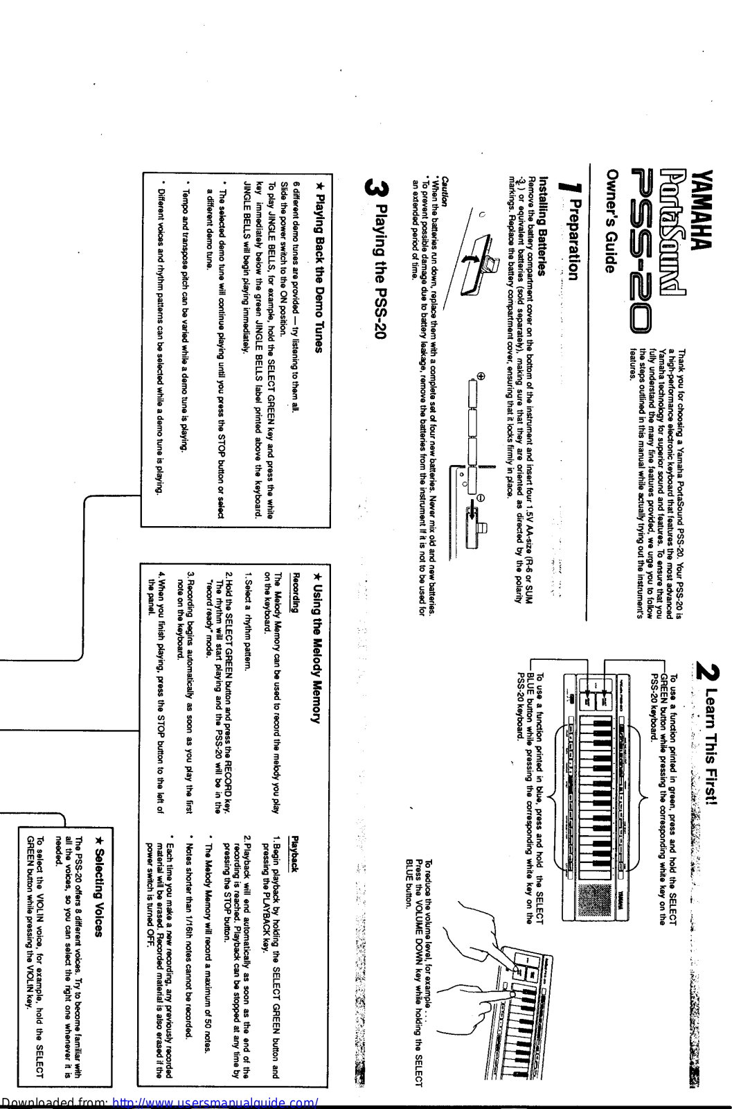 Yamaha Audio PSS-20 User Manual