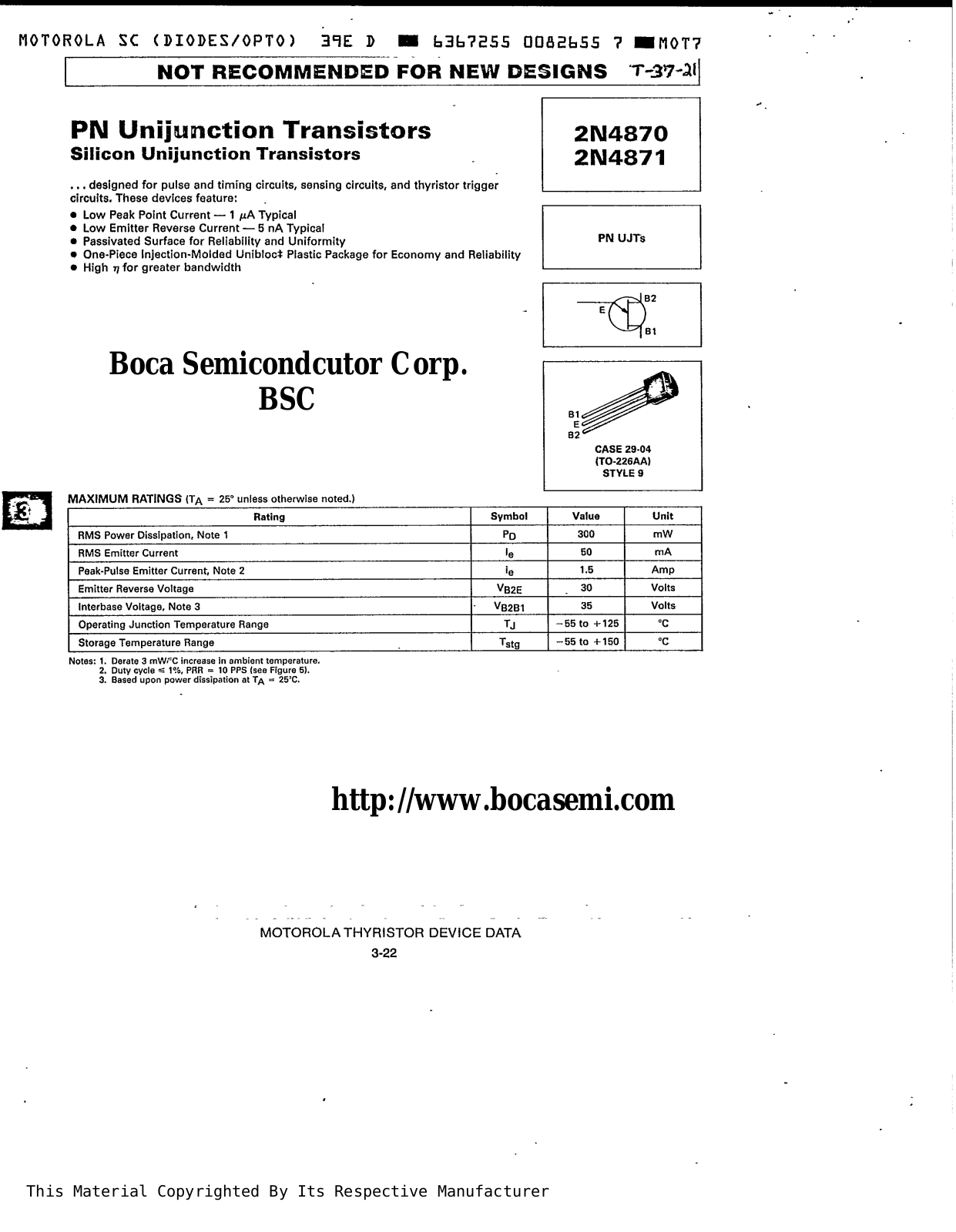 BOCA 2N4871, 2N4870 Datasheet