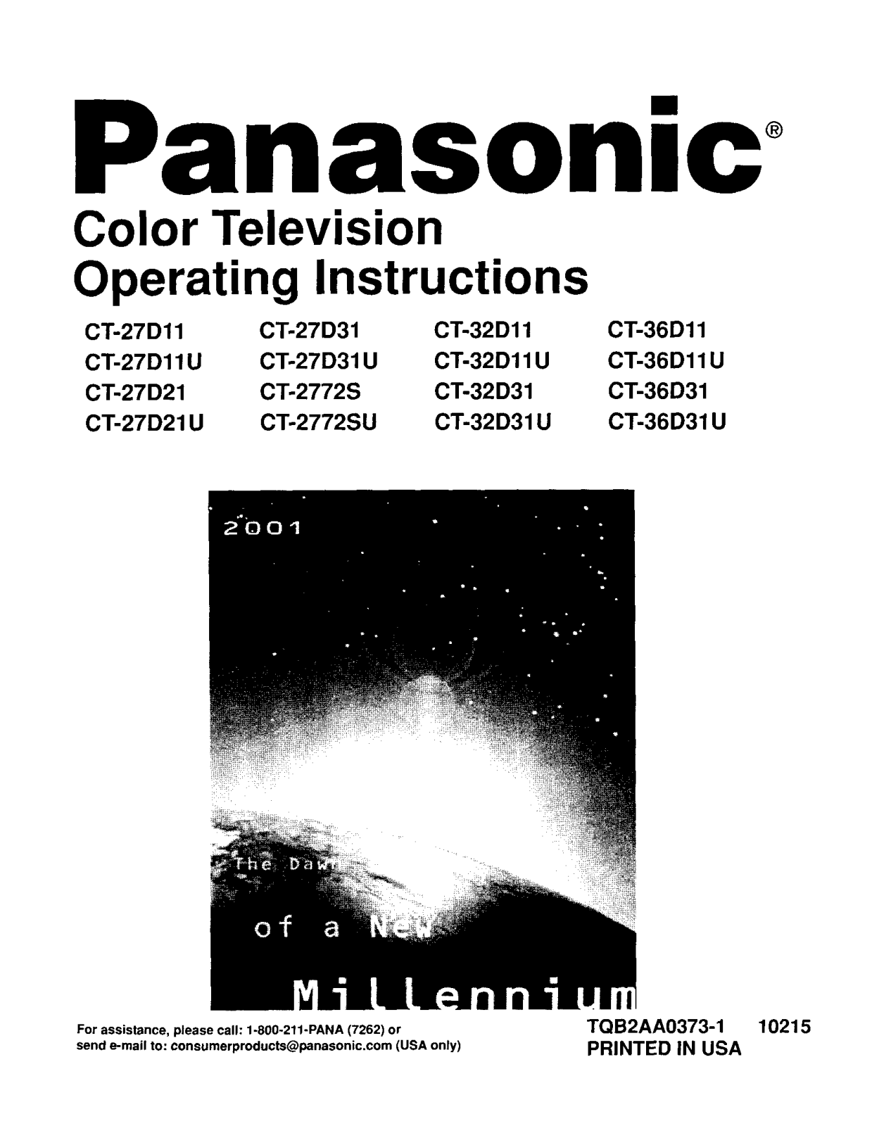 Panasonic CT-36D31UE, CT-36D11UE, CT-32D31UE, CT-32D11UE, CT-27D21UE Owner’s Manual