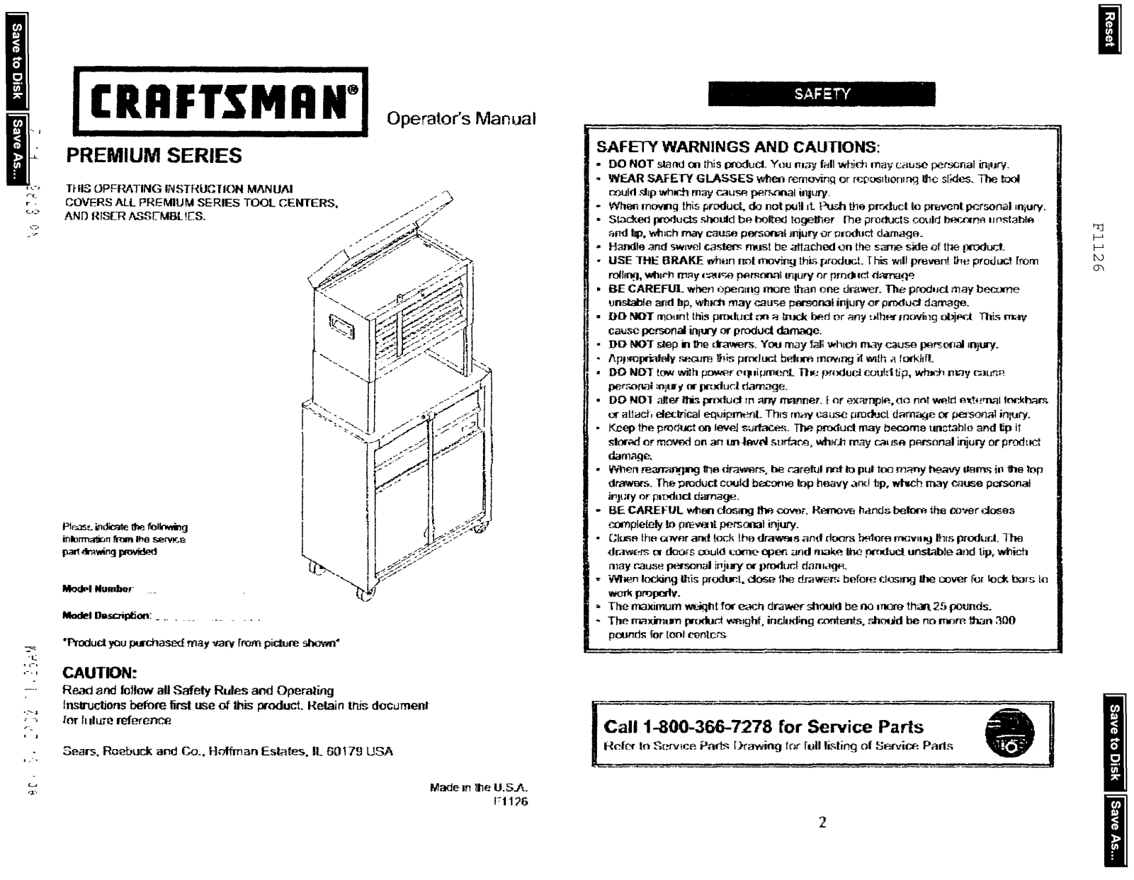 Craftsman 70691131511-70, 70691131511-72 Owner’s Manual