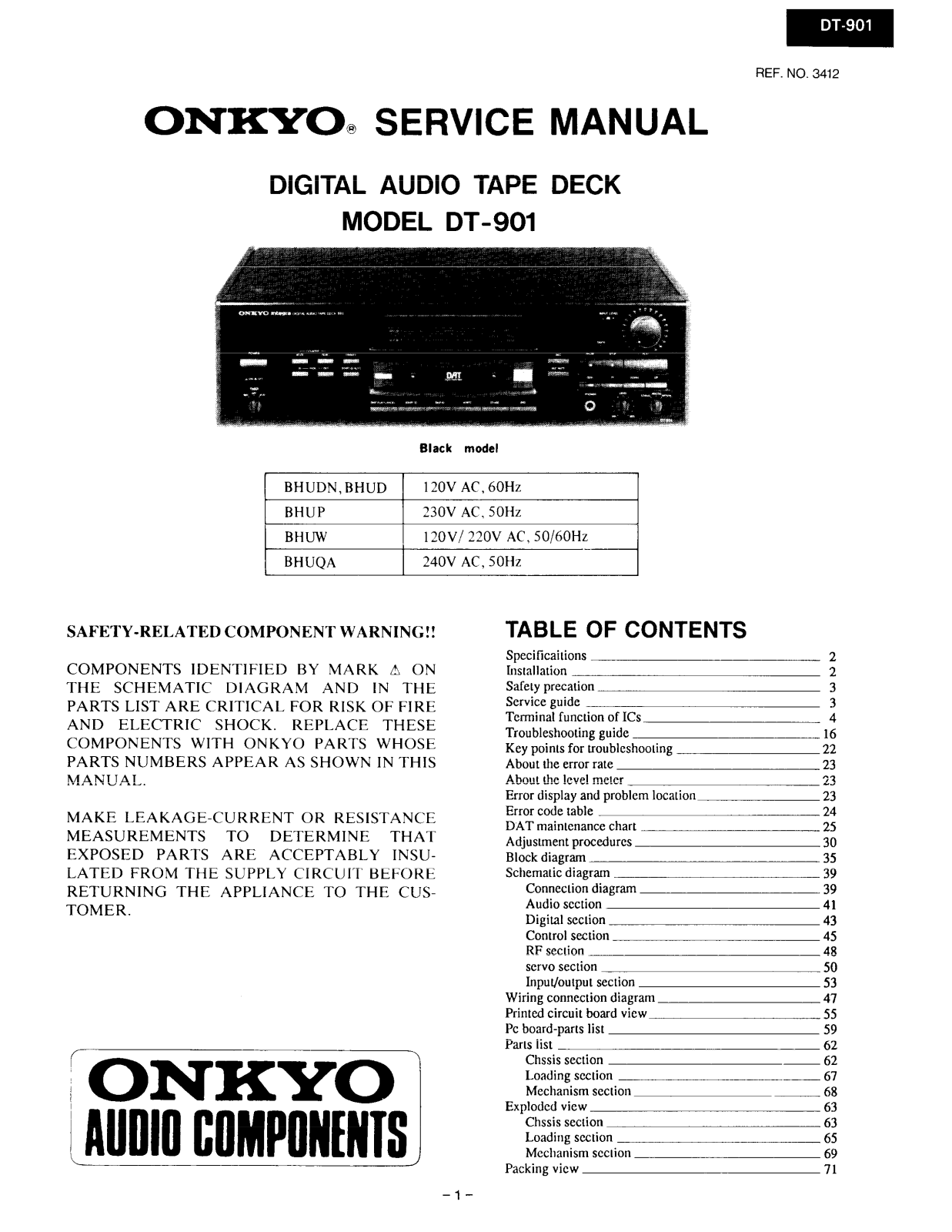 Onkyo DT-901 Service manual