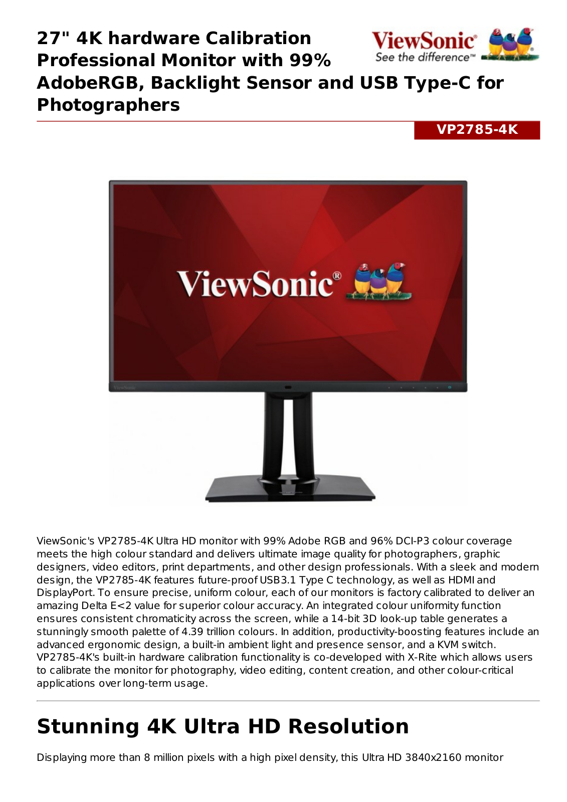 ViewSonic VP2785-4K User Manual