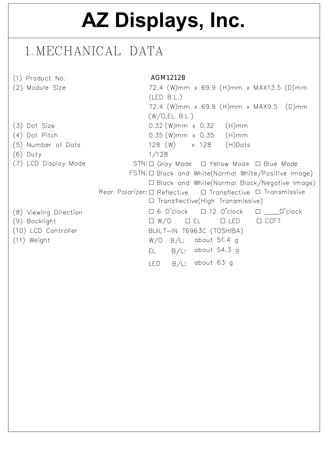 AZDIS AGM1212B-RLYTS-T, AGM1212B-RLYTH-T, AGM1212B-RLYTD-T, AGM1212B-RLYBS-T, AGM1212B-RLYBH-T Datasheet