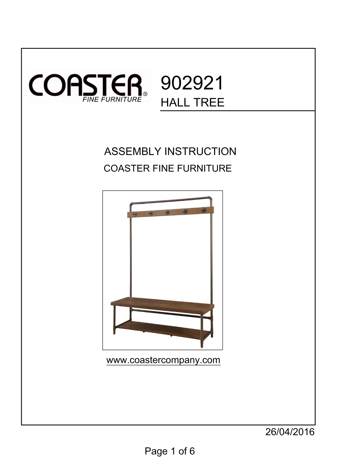 Coaster 902921 Assembly Guide