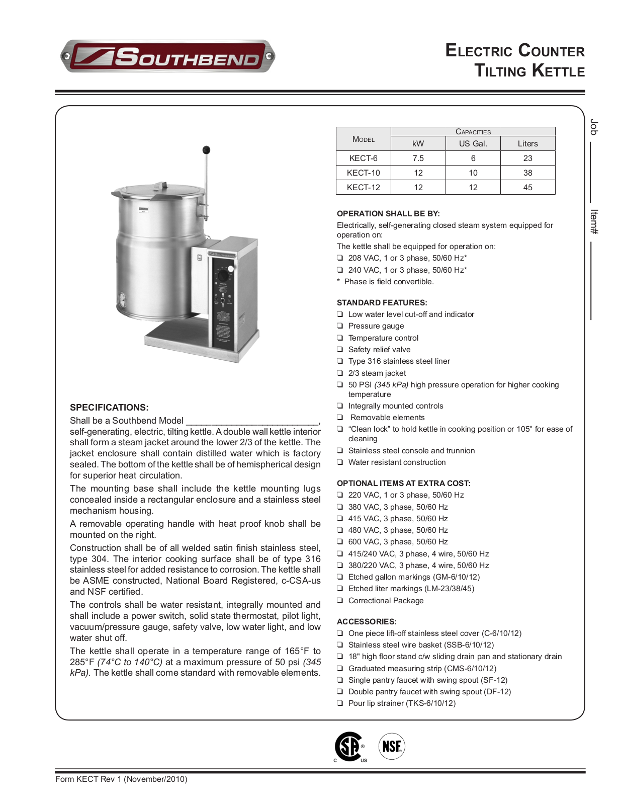 Southbend KECT-6 General Manual