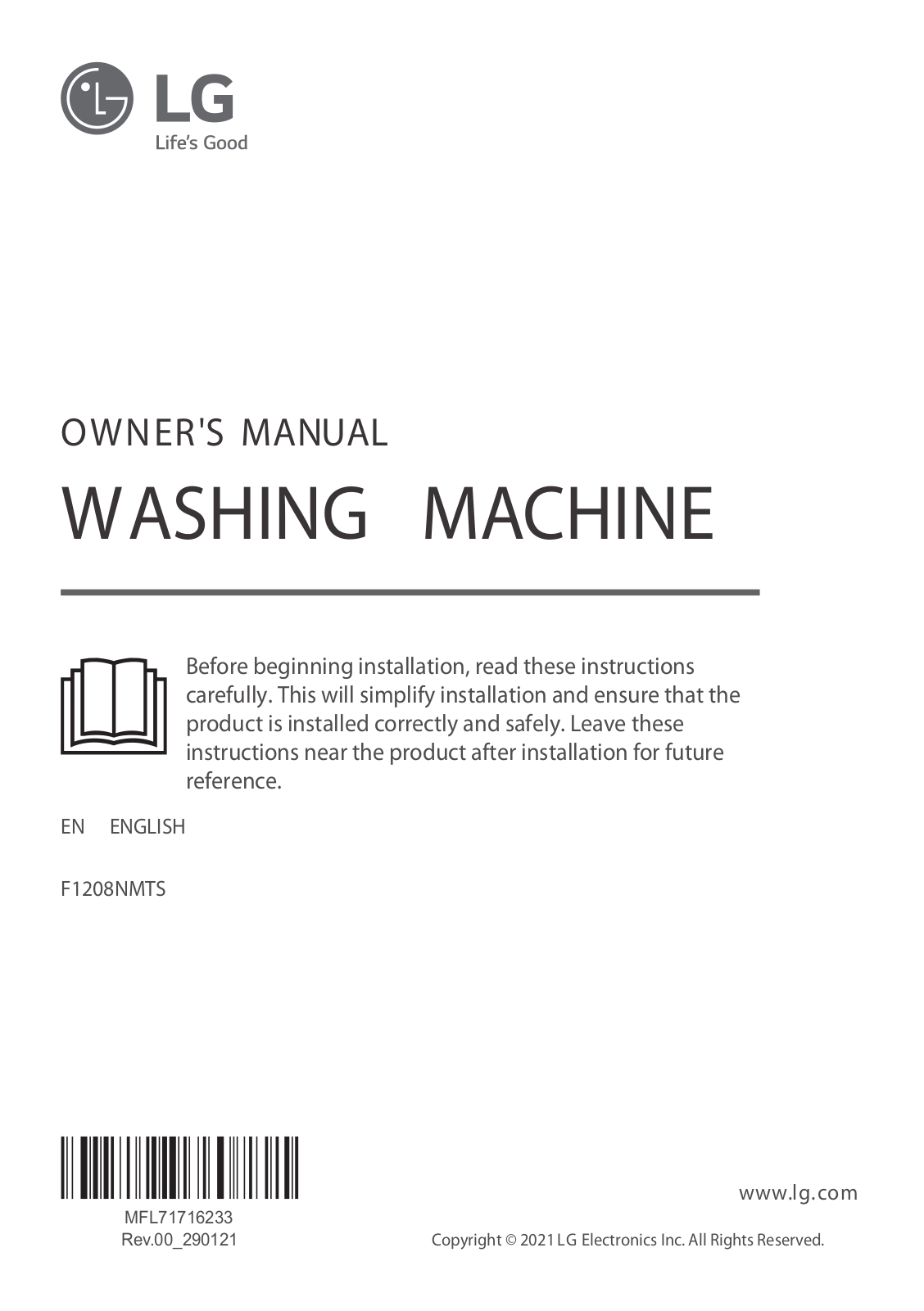 LG F1208NMTS Owner’s Manual