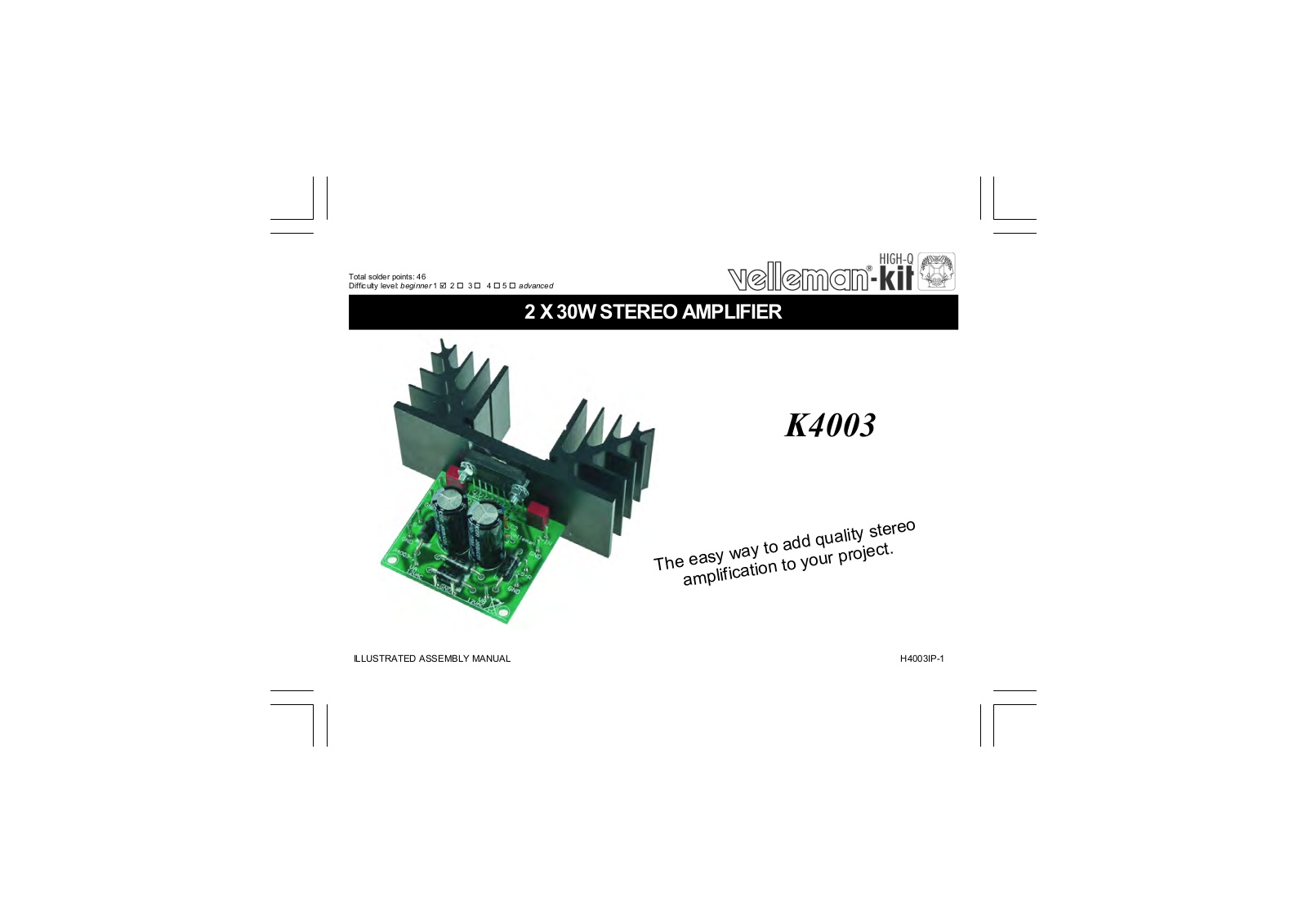 Velleman K4003 Assembly instructions