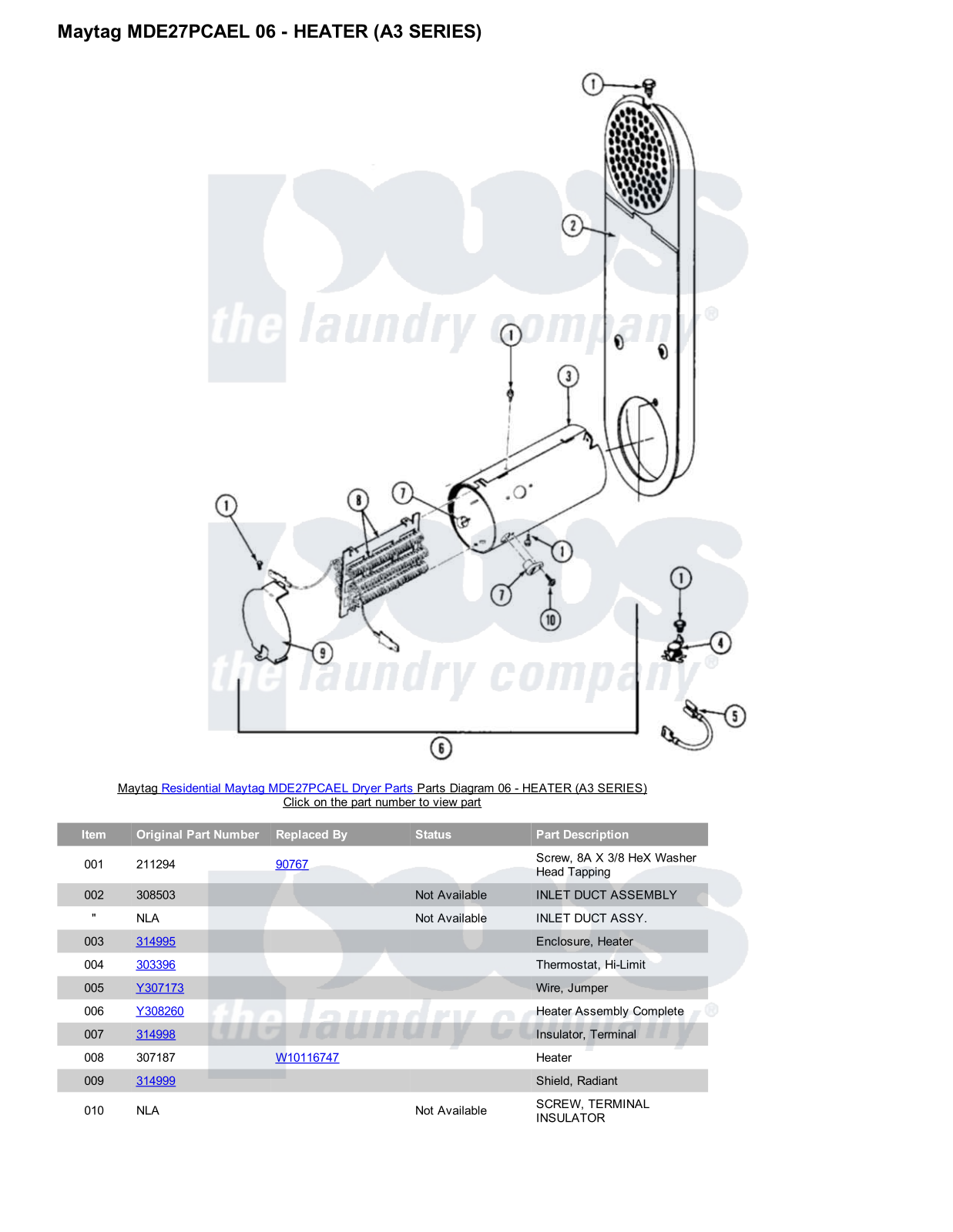 Maytag MDE27PCAEL Parts Diagram