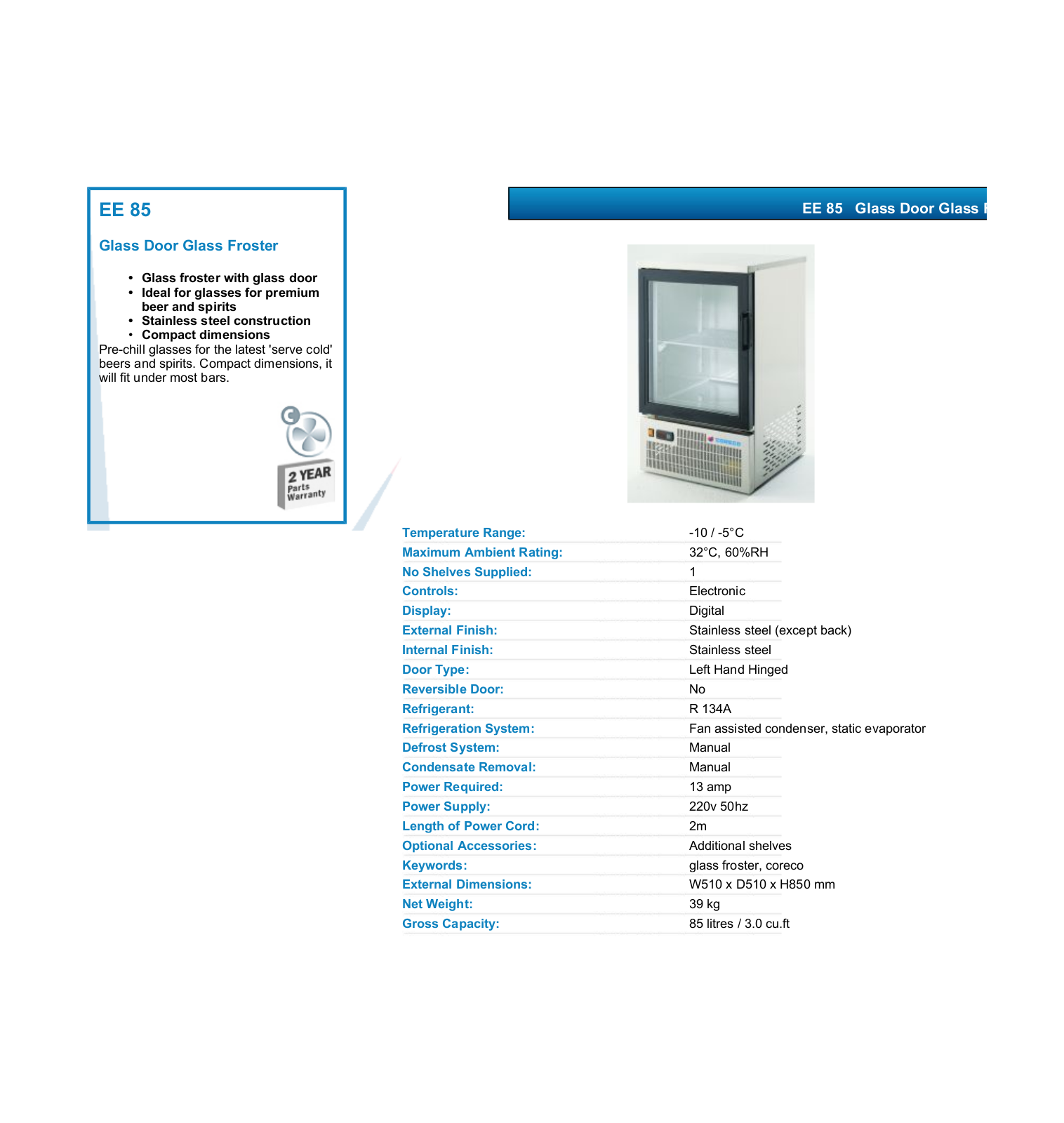 Valera EE 85 DATASHEET