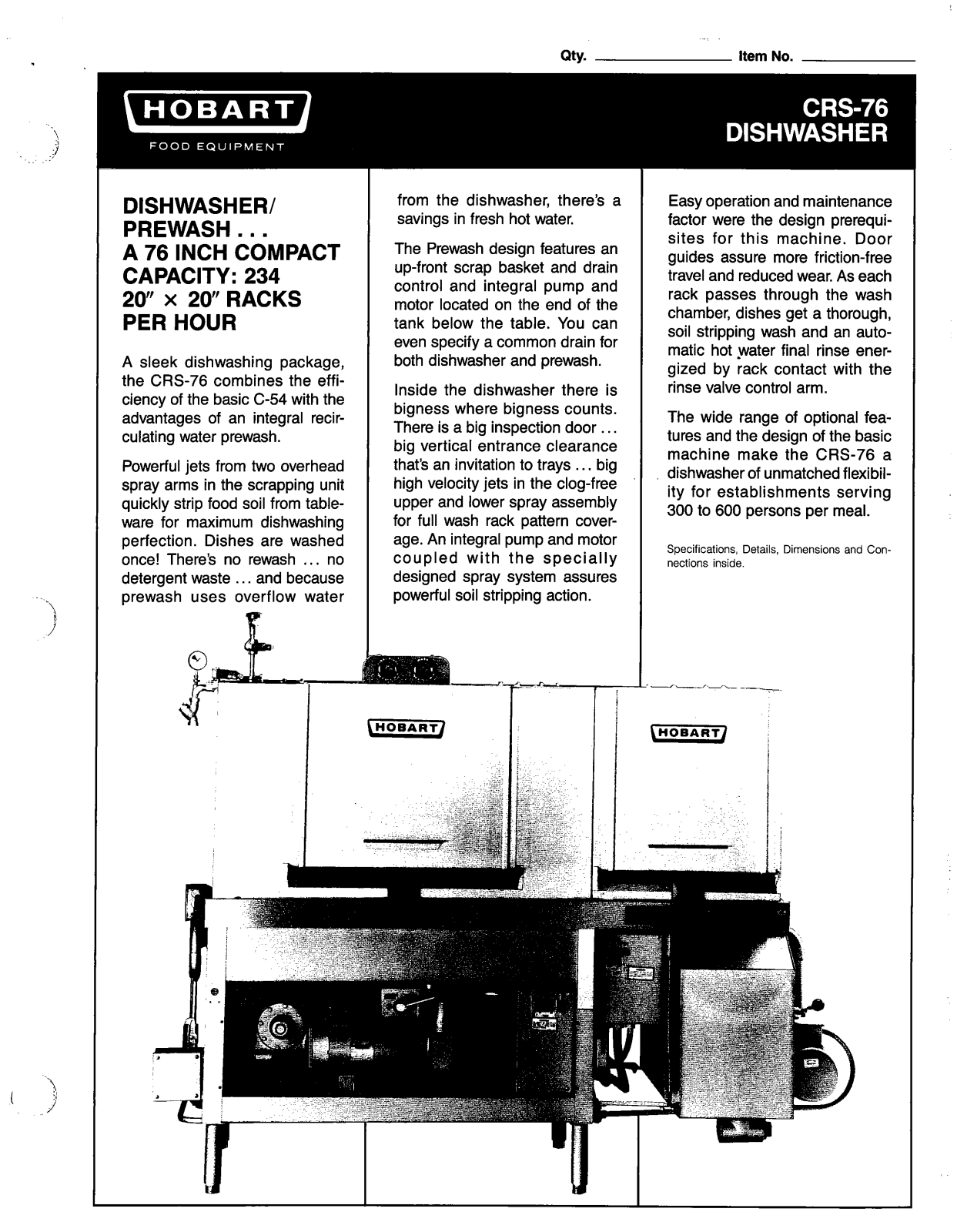 Hobart CRS-76 User Manual