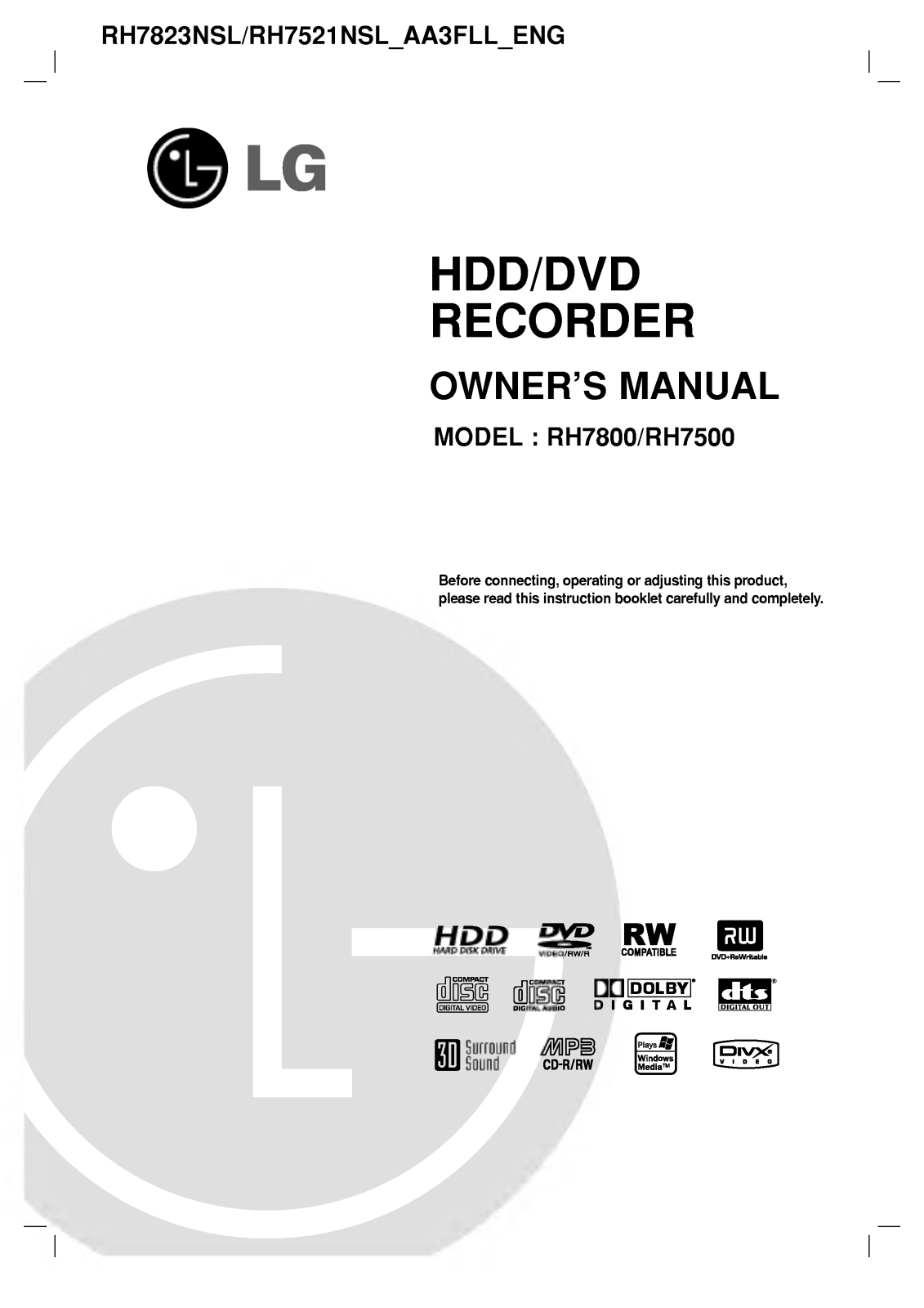 LG RH7521NSL User manual
