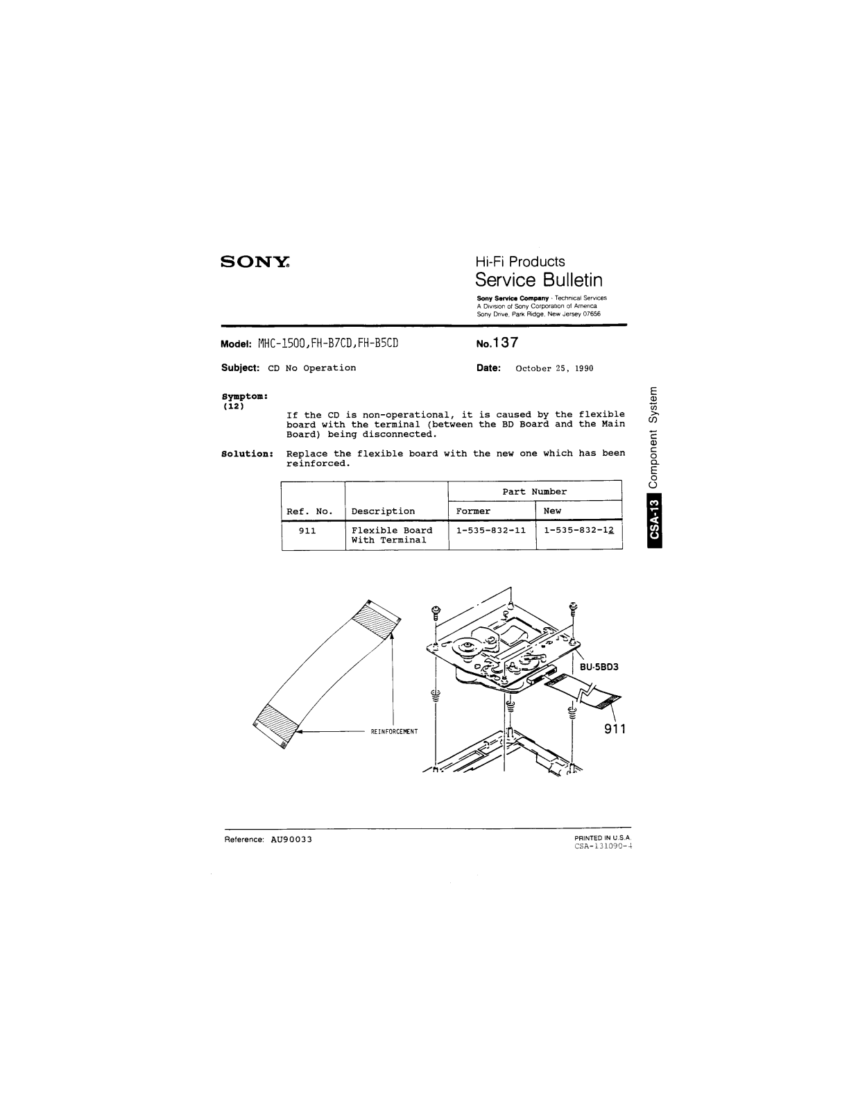 Sony MHC-1500, FH-B7CD, FH-B5CD Service Manual