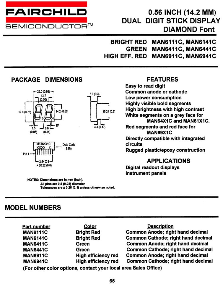 Fairchild Semiconductor MAN6441C, MAN6911C, MAN6141C, MAN6111C, MAN6411C Datasheet