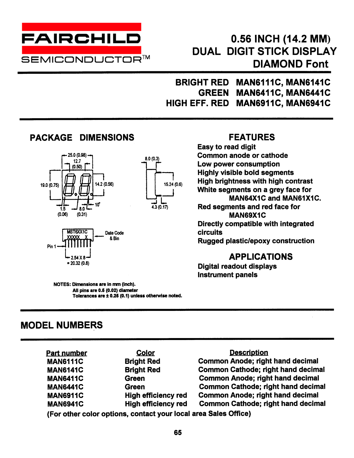 Fairchild Semiconductor MAN6441C, MAN6911C, MAN6141C, MAN6111C, MAN6411C Datasheet