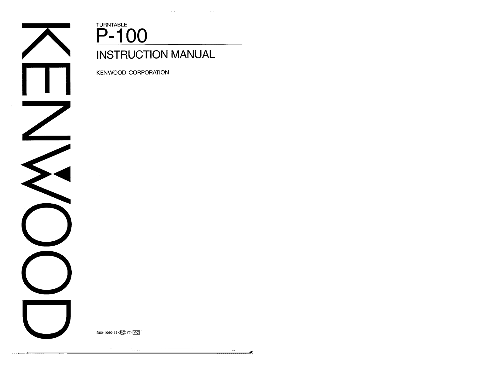 Kenwood P-100 Owner's Manual